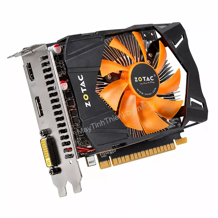 Card màn hình Zotac GTX 750 Ti 2GB cũ quạt tản nhiệt màu cam