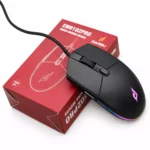 Chuột gaming Dareu EM9102 Pro màu đen cạnh hộp đựng