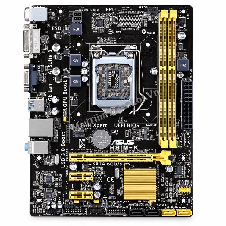 Toàn cảnh bo mạch chủ ASUS H81M-K chính hãng