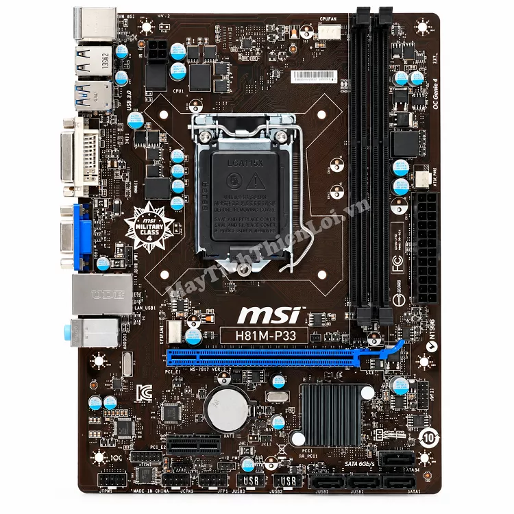 Bo mạch chủ MSI H81M-P33 layout đầy đủ chính hãng