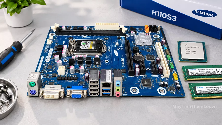 Bo mạch chủ Samsung H110-S3 cùng CPU và RAM sẵn sàng lắp ráp