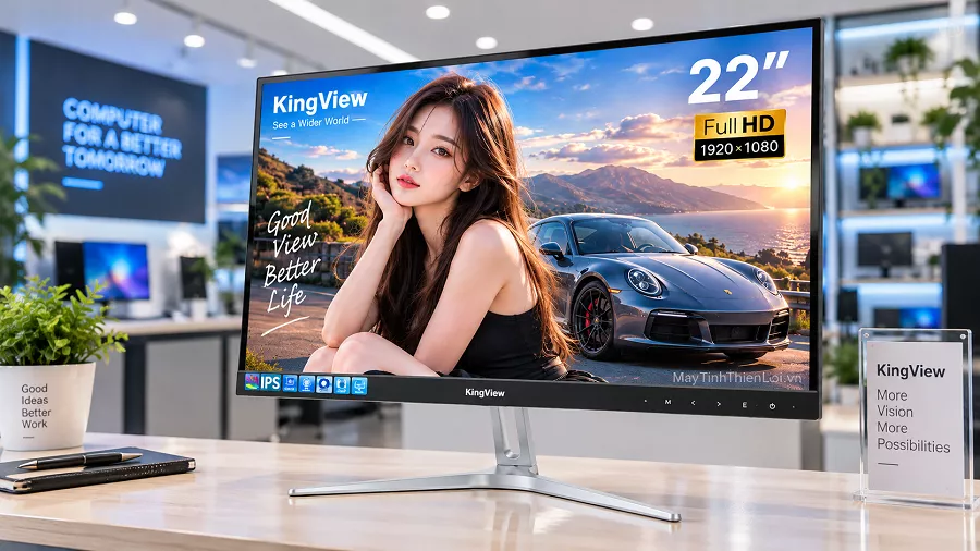 Màn hình KingView KV-2219H 22 inch Full HD trưng bày tại cửa hàng