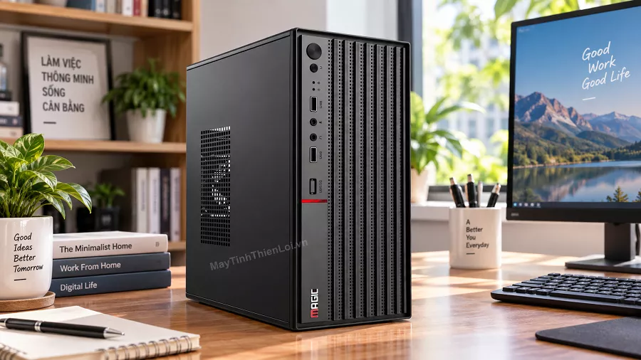 Bộ máy tính văn phòng Intel Core i3 4160 bố trí trong không gian phòng làm việc hiện đại tại Máy Tính Thiên Lợi