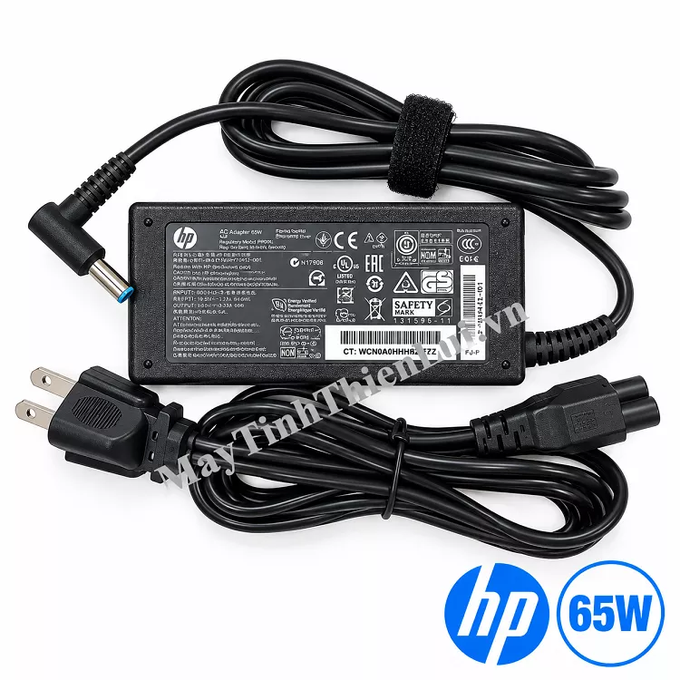 Sạc laptop HP 65W chân kim nhỏ viền xanh