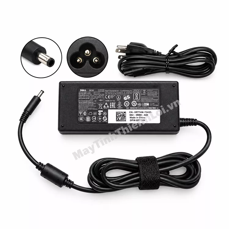 Chi tiết đầu cắm sạc laptop Dell 65W chân kim nhỏ