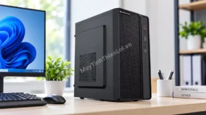 Case máy tính văn phòng Core i3 8100 thiết kế nhỏ gọn đặt trên bàn làm việc