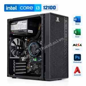 Máy tính văn phòng Intel Core i3 12100 RAM 8GB SSD 256GB hỗ trợ ứng dụng văn phòng và đồ họa